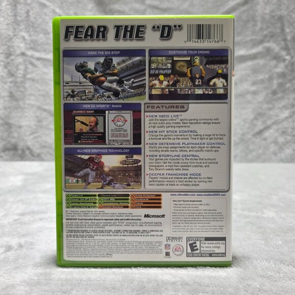 Madden NFL 2005 Xbox Original Ray Lewis Cover Pre Owned Very Light Scratches - Picture 2 of 3